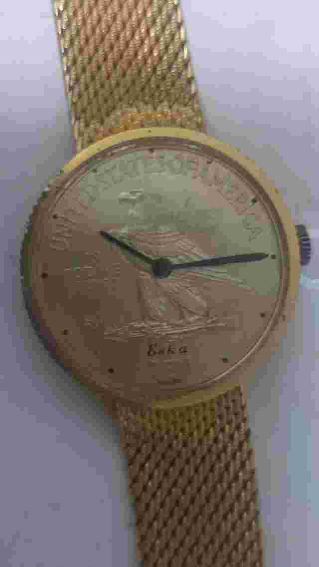 ESKA TEN GOLD COIN VINTAGE SWISS MADE WATCH slim mens watch