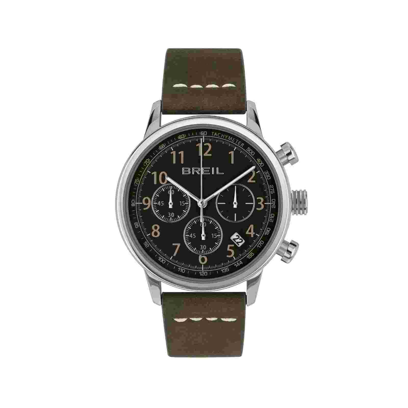 Mens Wristwatch BREIL OUTRIDER TW2060 Chrono Leather Brown Black