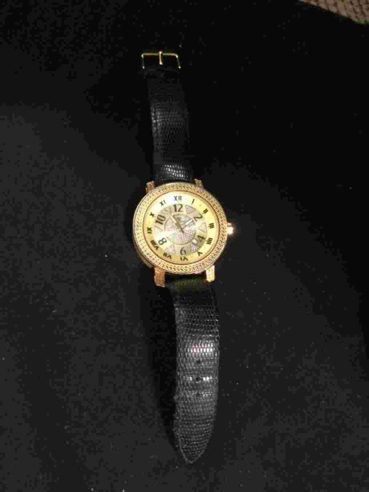 Super Techno watch gold tone water resistant