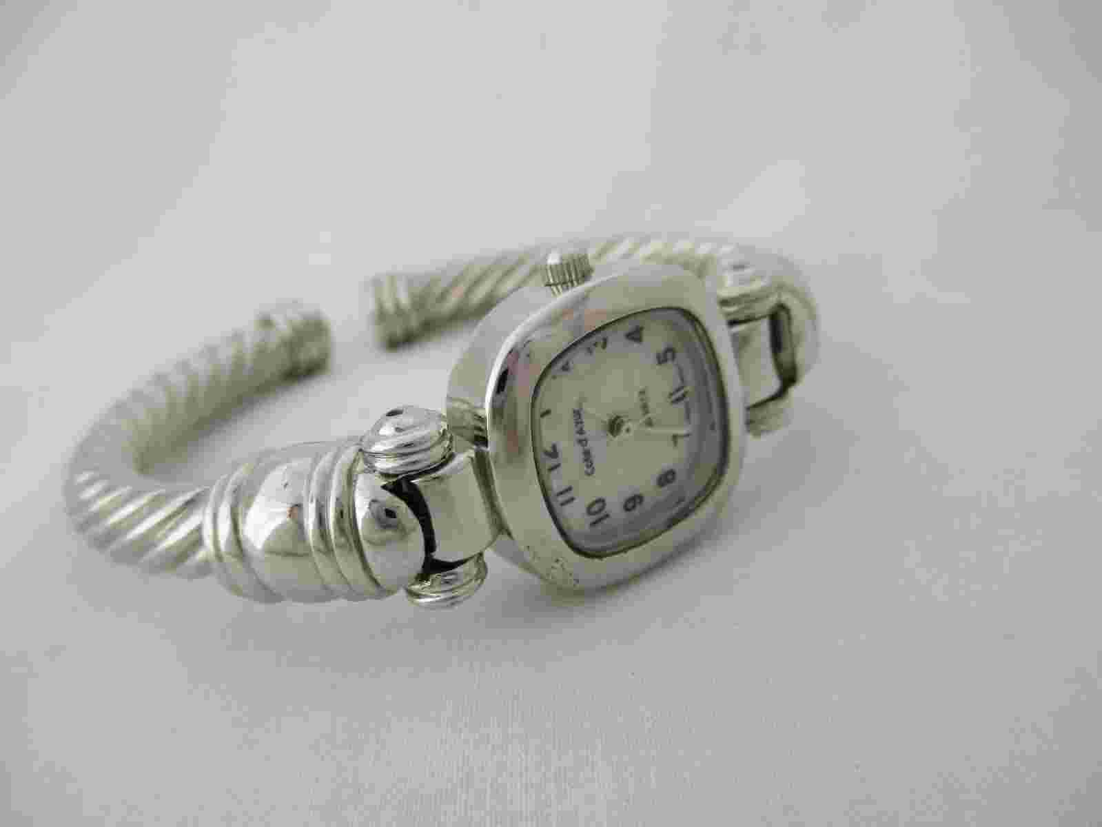 Cote d'Azur Women's Silver Toned Cuff Band Analog Watch