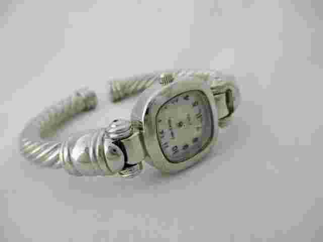 Cote d'Azur Women's Silver Toned Cuff Band Analog Watch