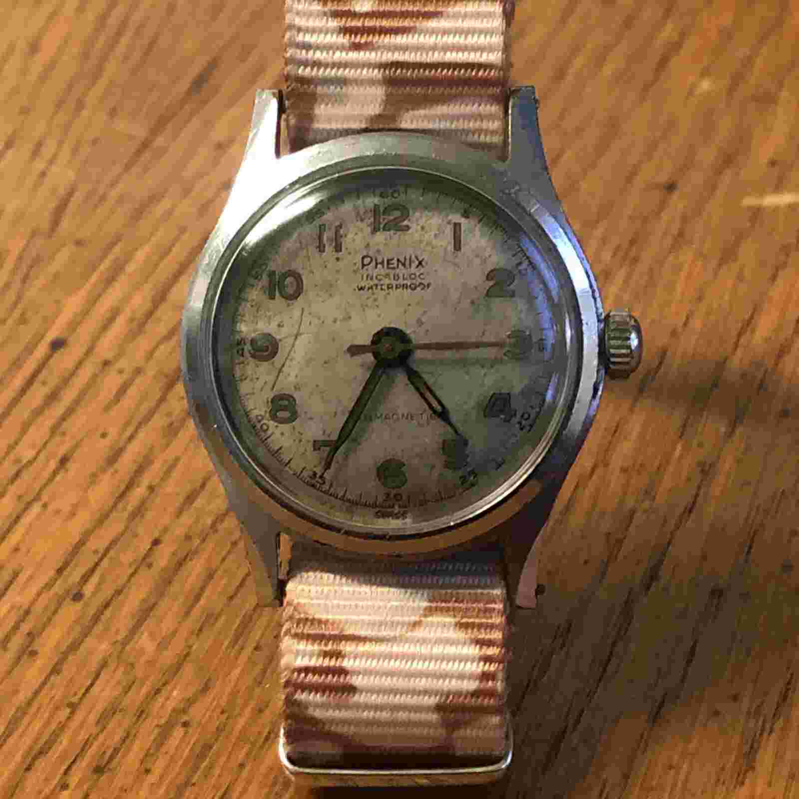 VINTAGE MEN'S WWII era MILITARY PHENIX Co SA WRISTWATCH FWC Rare 1940s