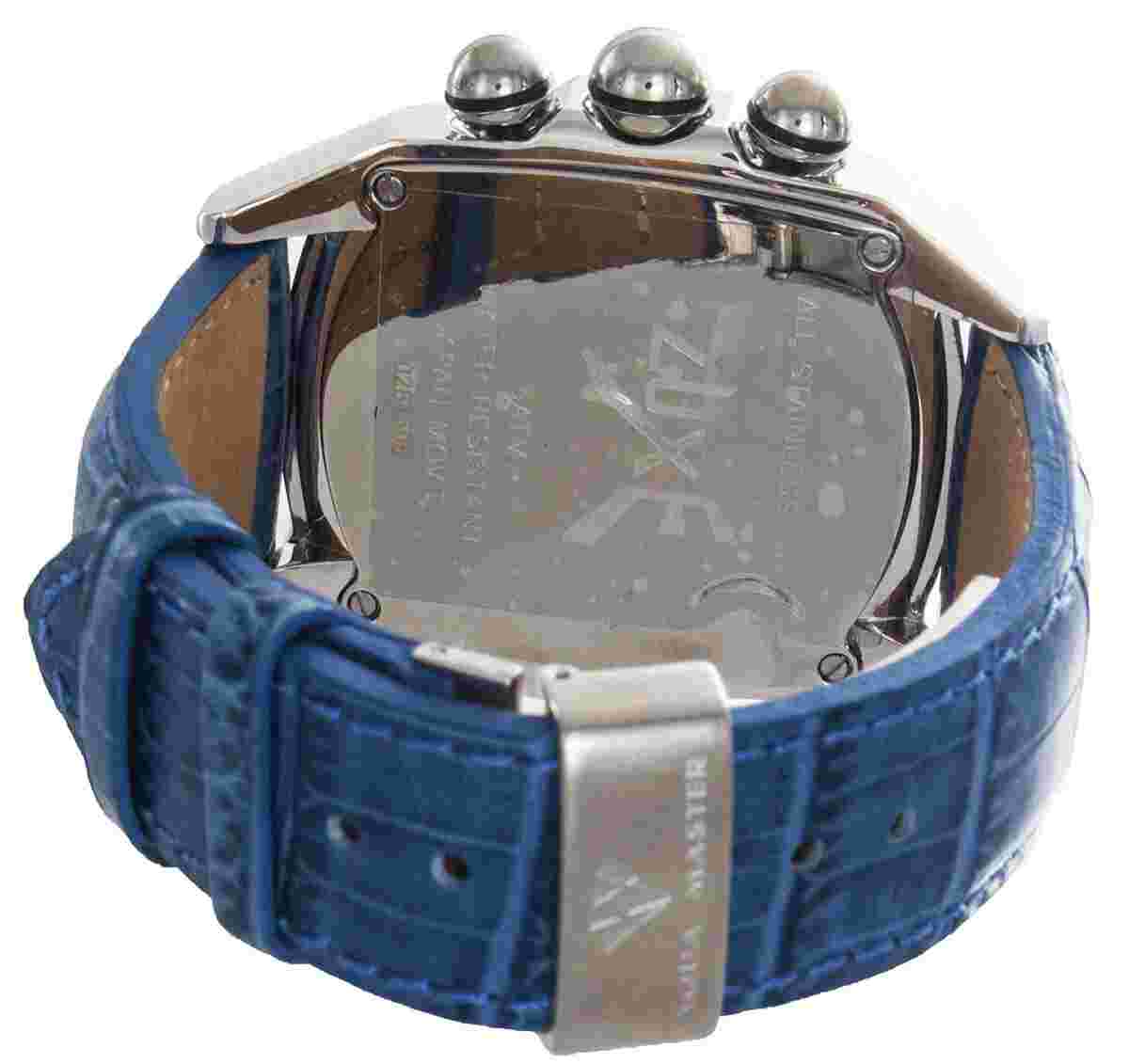 Techno Trend Luxe Men's Diamond Blue Alligator Leather Band Watch