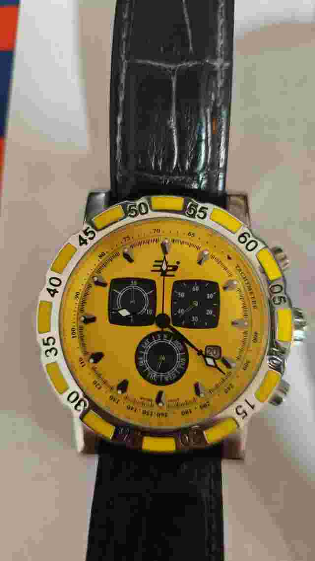 Two Used 32 Degrees Watches. Chronograph Yellow Pattern Dial & Black/Silver Dial