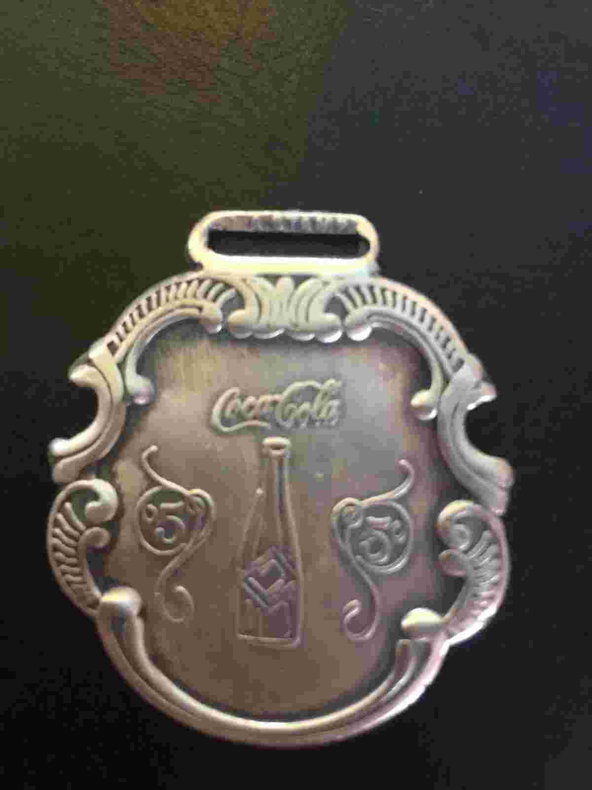 Coca Cola Pocket Watch Cover Keychain Coke Metal Patina Soda Collector Man Cave