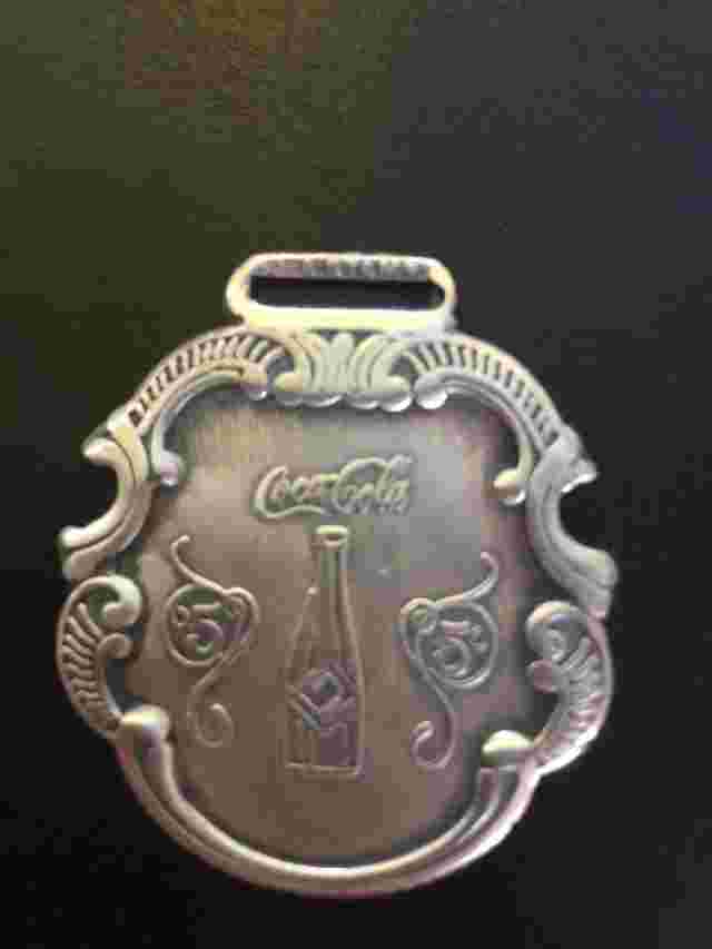 Coca Cola Pocket Watch Cover Keychain Coke Metal Patina Soda Collector Man Cave