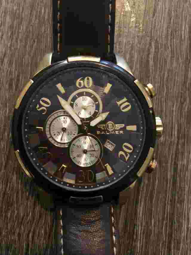 Balmer 14091 Men's Watch Round 45mm Gold/Genuine leather In Working Condition