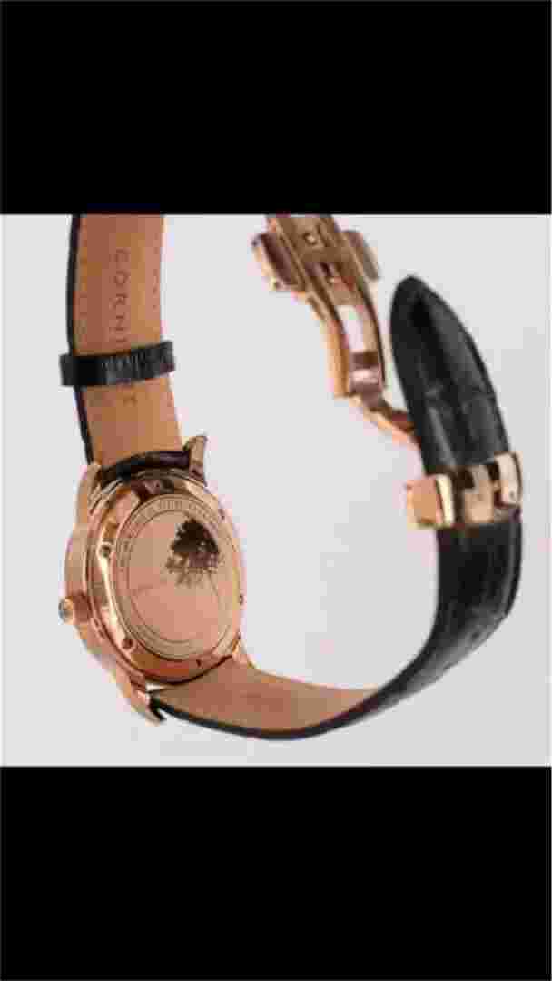 CORNICHE HERITAGE 40 Gold Black Crocodile Pattern Genuine Leather W/BOX Limited