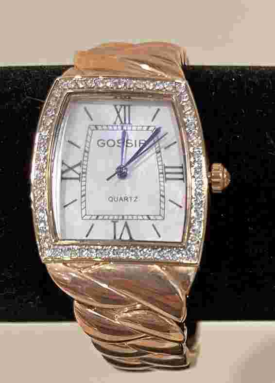 Gossip Perfectly Posh Status Bracelet Watch Fashion Rose Tone CZ Extendable