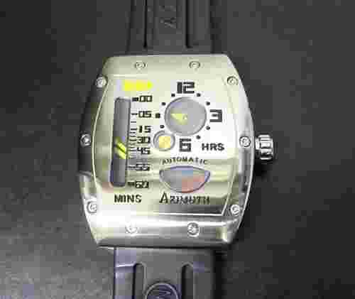 AZIMUTH GAUGE MECHA-1 BMF AM1MGBSR Automatic Stainless Rubber Mens Wat Japan