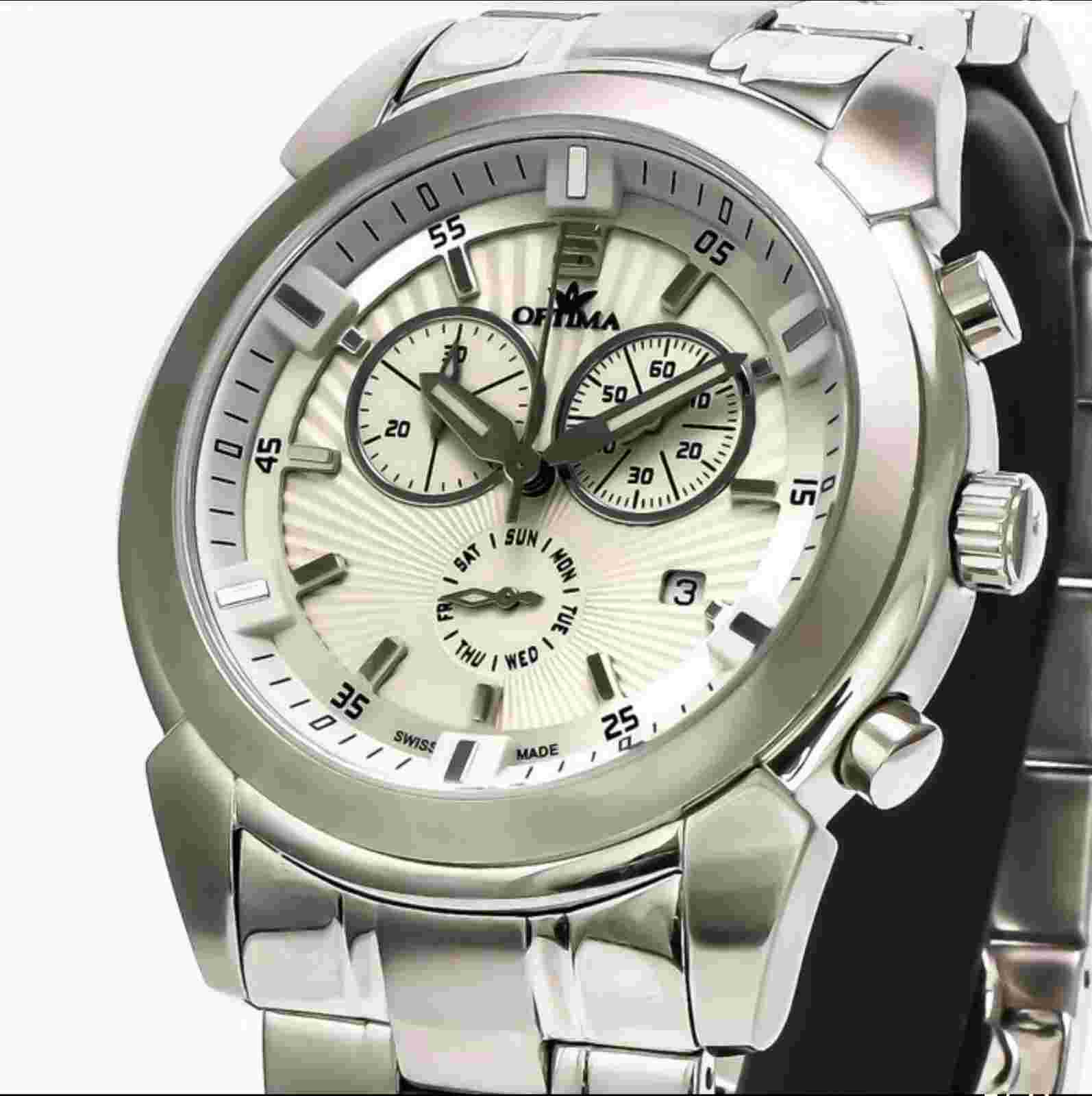Optima • Swiss Chronograph Watch • Stainless Steel • Quartz • 43.40mm • 5ATM...