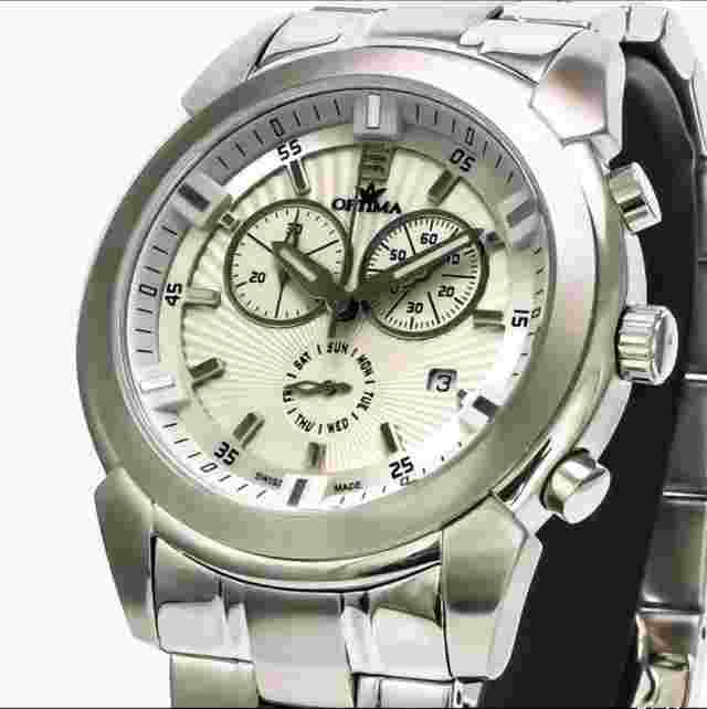 Optima • Swiss Chronograph Watch • Stainless Steel • Quartz • 43.40mm • 5ATM...