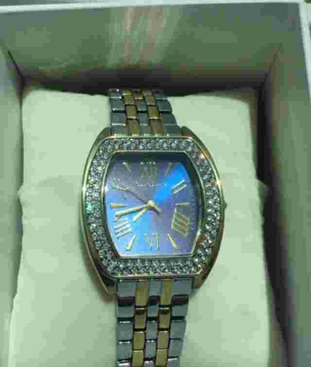 BONHEUR WEST WATCH BLUE FACE, AUSTRIAN CRYSTAL BEZEL