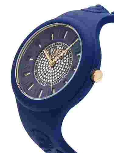 NWT * Versus by Versace Womens Blue Crystal & Silicone Watch * MSRP $200