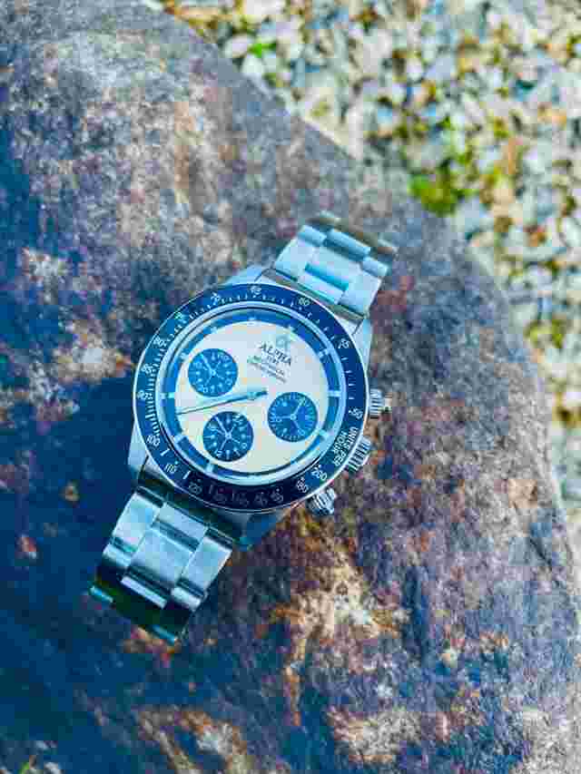 Alpha mechanical chronograph men's watch display back