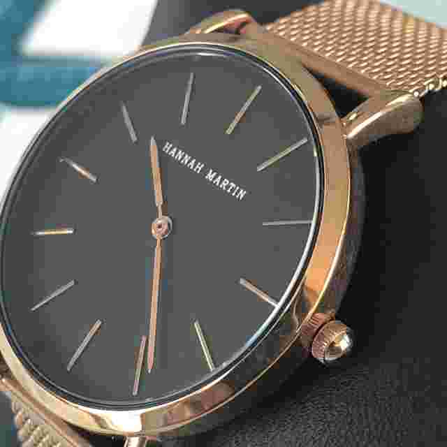 Hannah Martin Men’s 30m Rose Gold Tone Mesh Band Analog Quartz Watch~New Batt