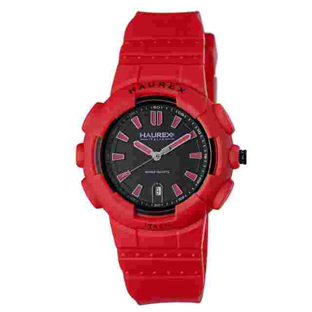 Haurex Men's 2P504URR Tremor Red Plastic Case Rubber Strap Date Watch