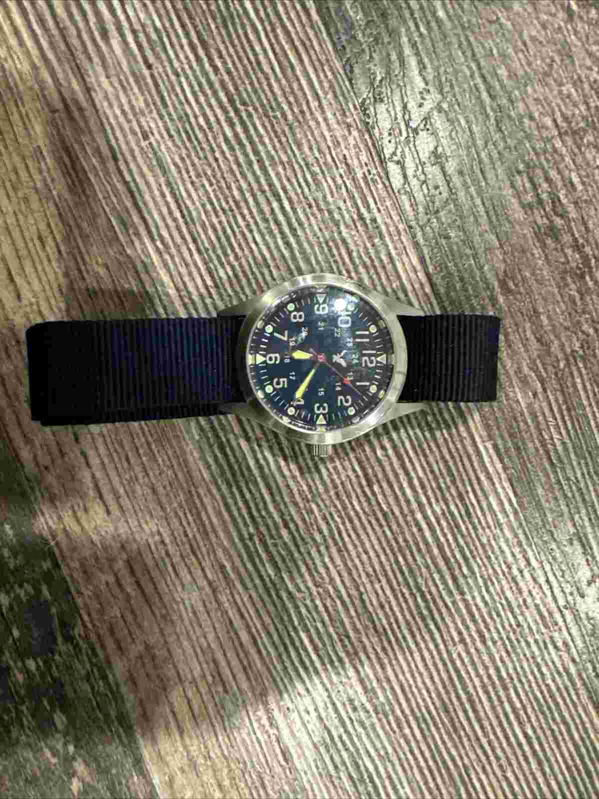 American Eagle Quartz Watch Blue Dial Blue Nylon Band...NEW BATTERY