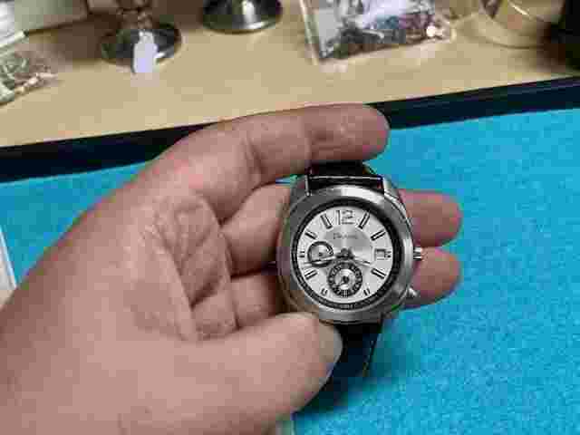 Men's Deporte Silver Tone Quartz Watch w/ Sub Second Hand Leather Band Runs DS30