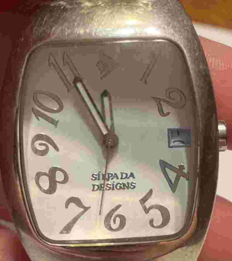 Silpada Designs Silver Tone Black Leather Band Watch 9 Inch Italian Design