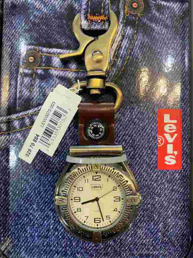 Levi's Brown Pocket Watch & Compass Vintage NEW with Tin Box