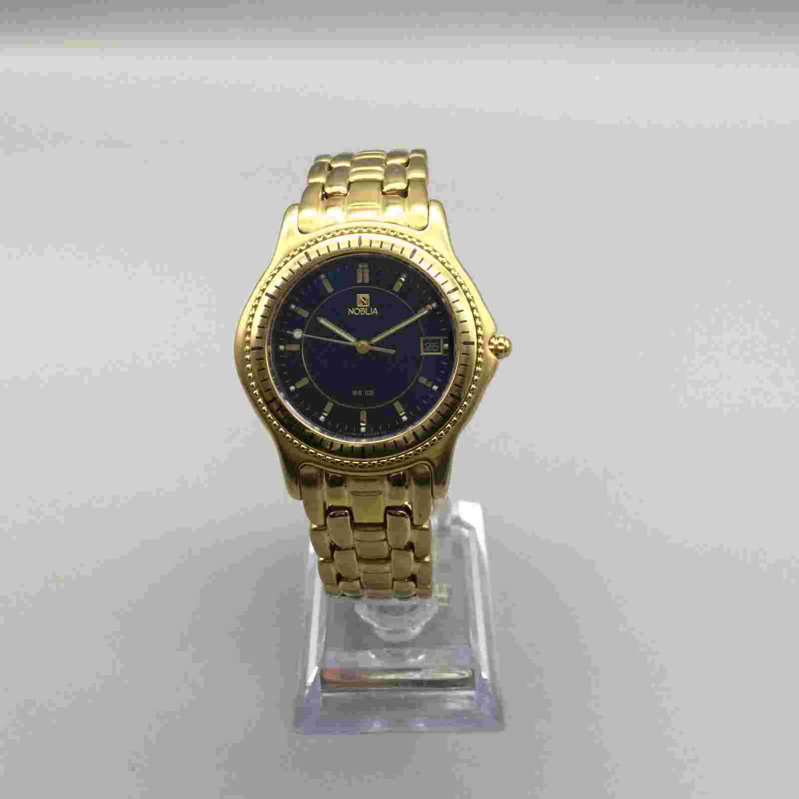 Noblia Citizen 12 Meter Watch Women 34mm Gold Tone Black Date New Battery 7"