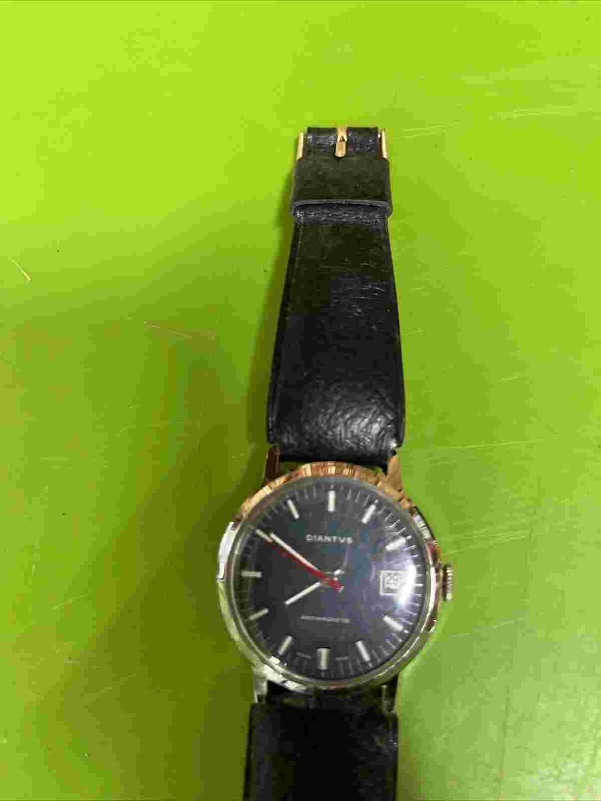 Vintage Diantus Antimagnetic Watch Head Swiss Made 2295 Steel Back Untested