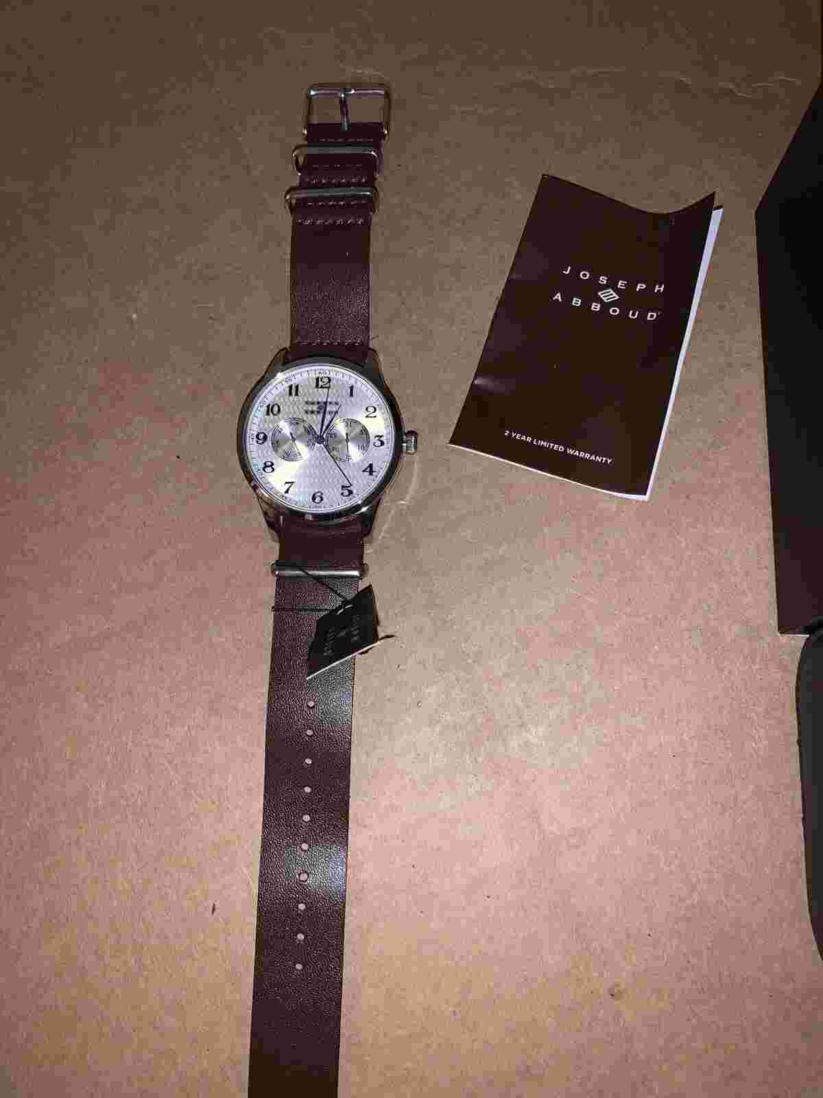 New In Box - JOSEPH ABBOUD Leather and Silver Field watch