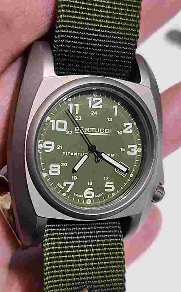 Bertucci Men's Solid Titanium B-1T Mens Field Watch In Great Used Condition 41mm