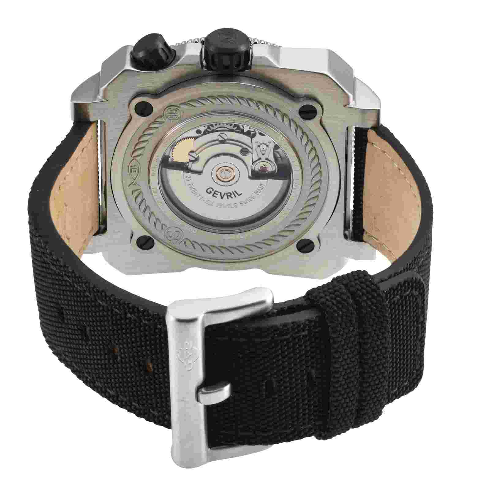 GV2 by Gevril Men's 4541 XO Submarine Swiss Automatic SW200 Black Canvas Watch