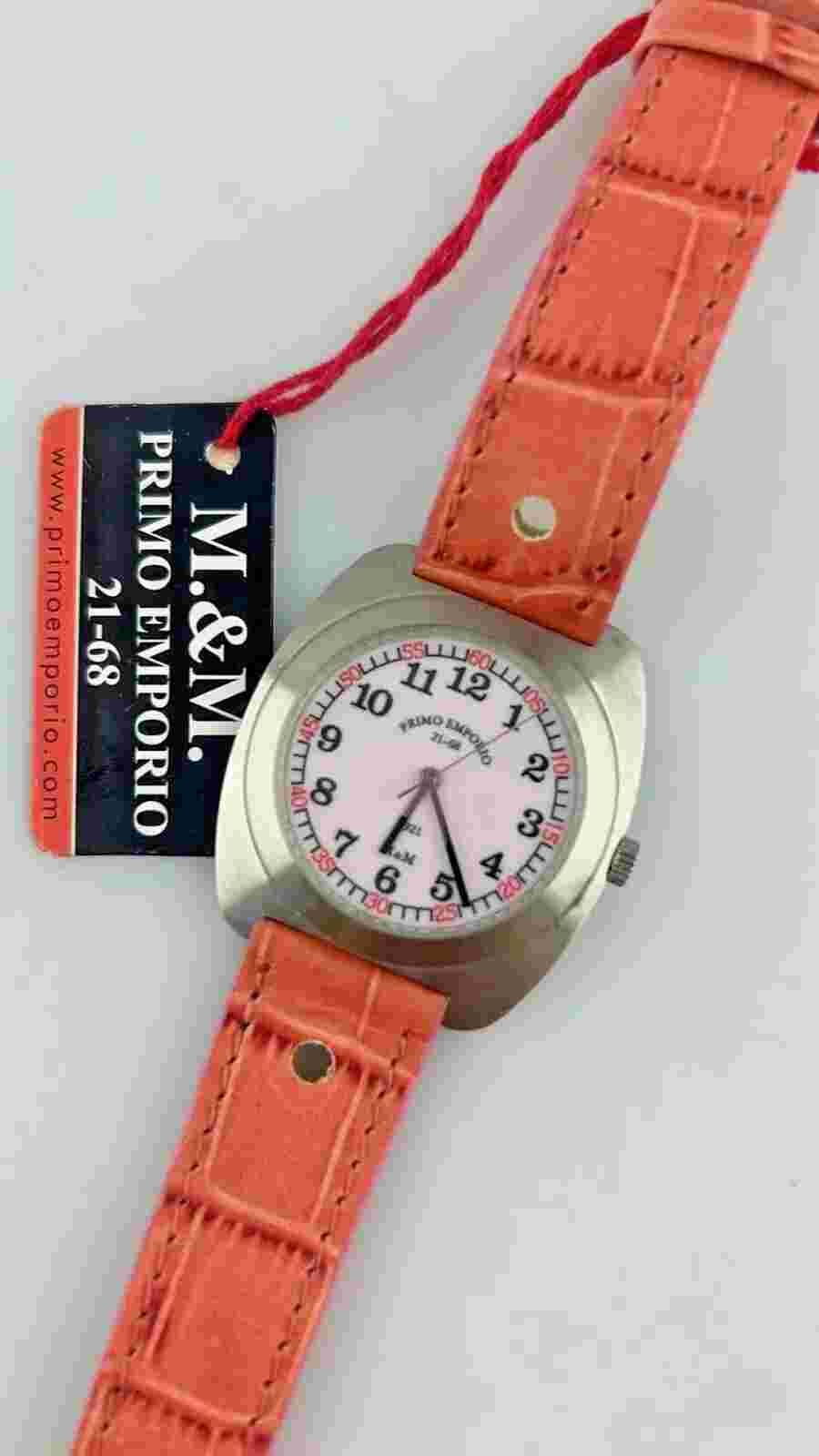 M.&.M. Primo Emporio Quartz Women's Watch 36Mm Steel Pink Leather Buckle New