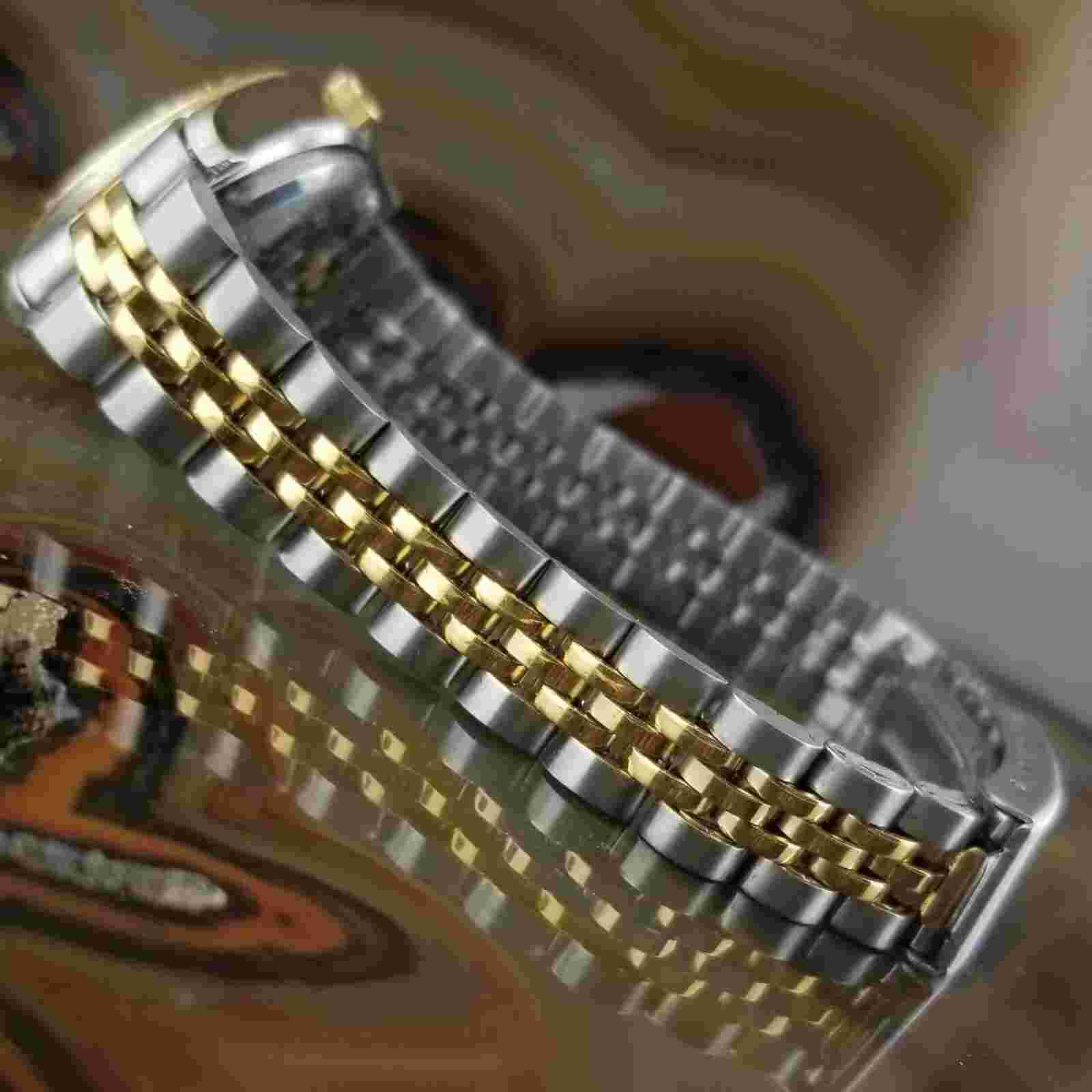 New Women's MILAN Gold & Silver Date Presidential Watch Crystal Bezel