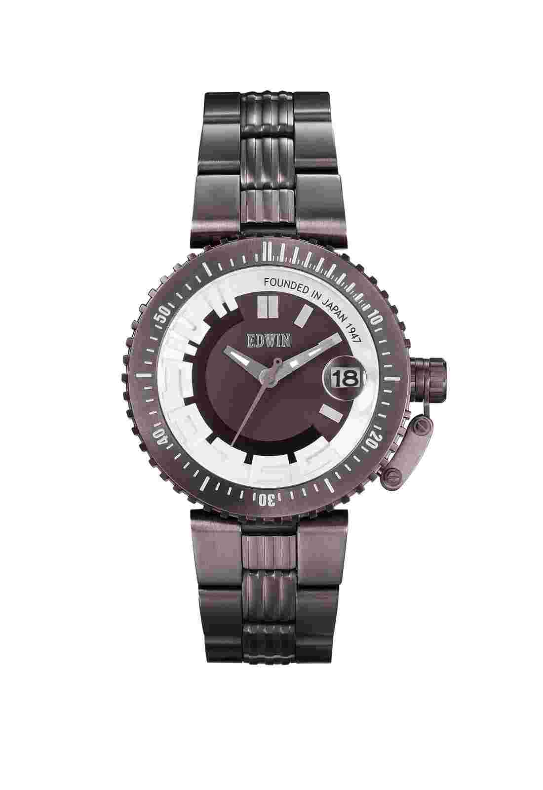Edwin BONDED Men's 3 Hand-Date Watch, Stainless Steel Case with Stainless Steel