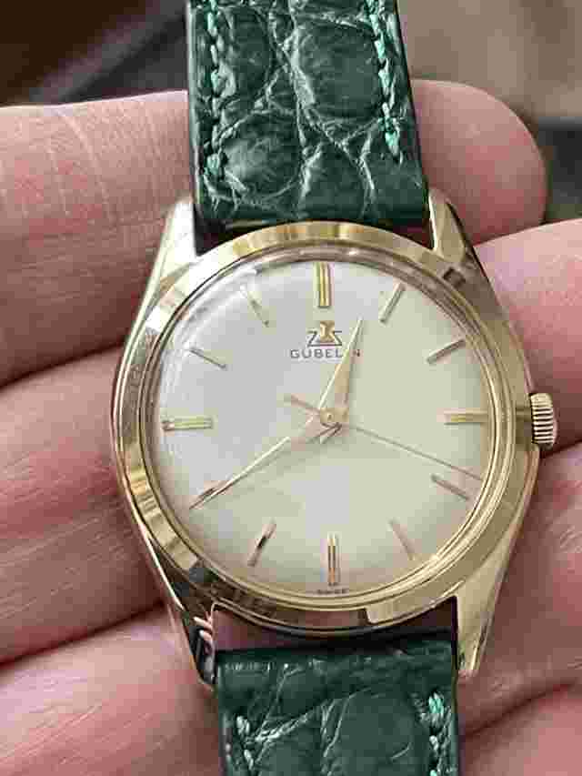 Gubelin 14k Gold Vintage Men’s  Wristwatch 1950s. Stunning Watch Condition