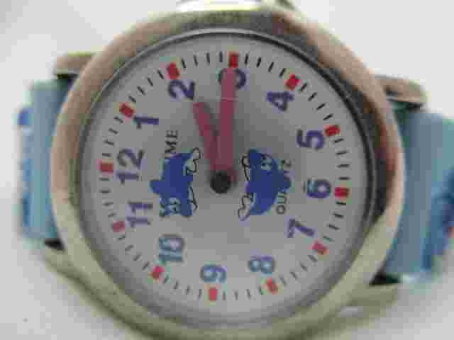 Solo Time Shark Theme Analog Wristwatch Silver Tone Round Face Blue Buckle Band