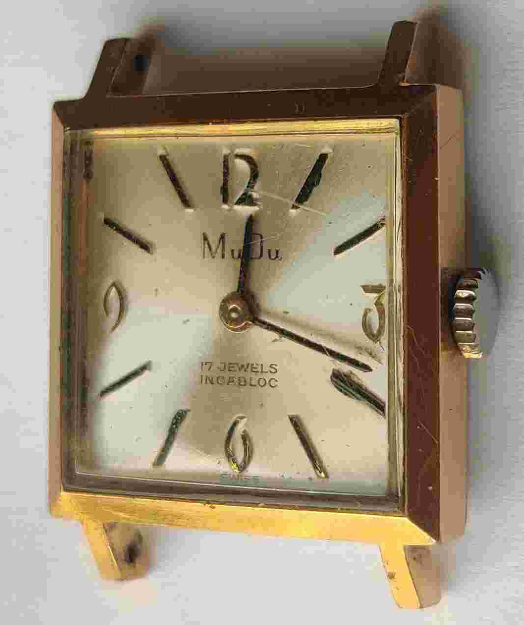MuDu 17 Jewels Swiss Watch  Incabloc Wind Up Watch Face