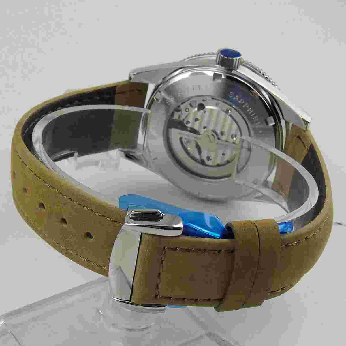 Sterile Mechanical Wristwatch Men NH35A MIYOTA 8215 Movement Glass Back Sapphire