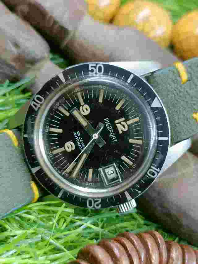 AUTHENTIC PIERPONT 25 JEWELS AUTOMATIC SWISS MEN'S DIVER'S 2452 ETTA VINTAGE