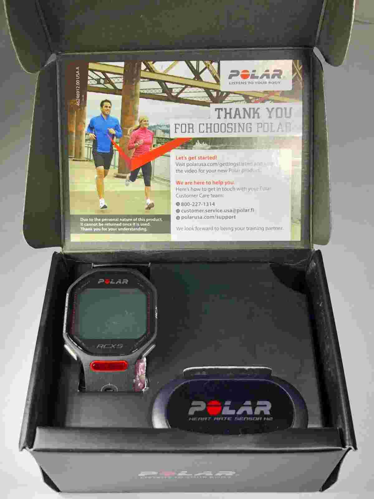 Unisex Black POLAR RCX5 W/ Heart Rate Sensor In Original Case Watch Estate 268