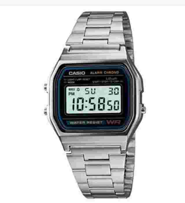 Casio A158WA-1DF 33mm Silver Resin Case with Silver Stainless Steel Band Man's Wristwatch