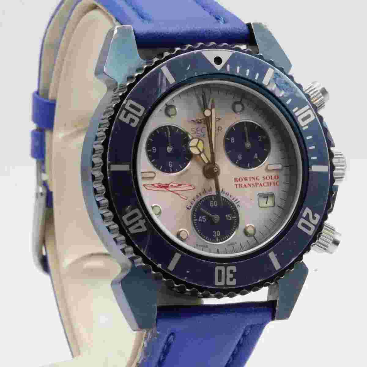 Sector Quartz Chrono Men 39mm Watch Steel Quartz with Leather Band No Limits