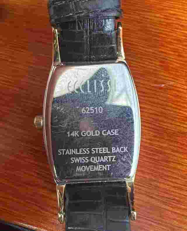 Rare Vintage ECCLISSI 14K Gold Case Watch MOP Dial Swiss Quartz Leather Band