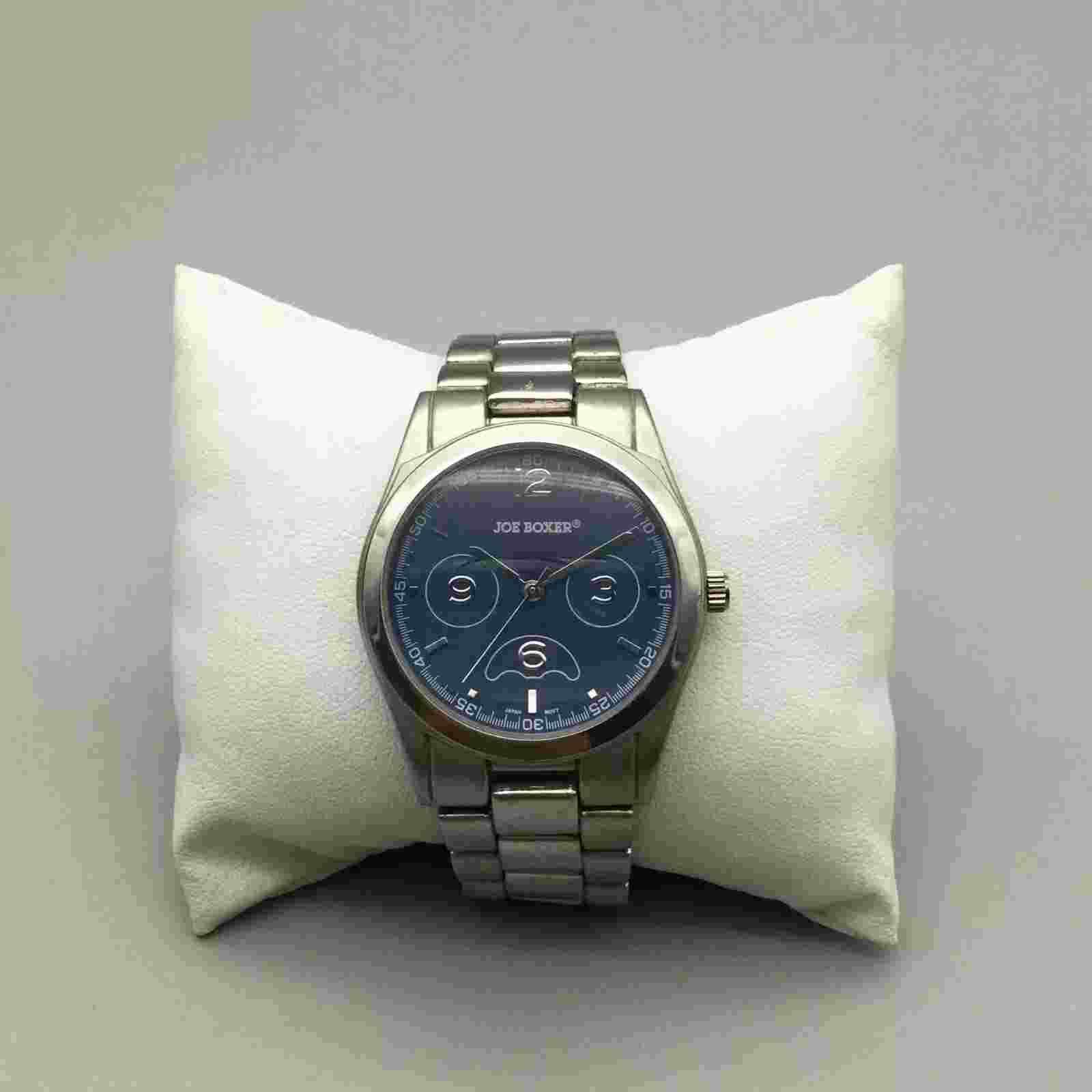 Joe Boxer Watch Men 38mm Silver Tone Blue Dial New Battery 7"