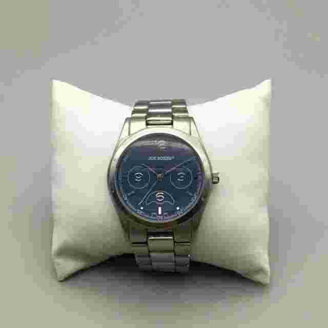 Joe Boxer Watch Men 38mm Silver Tone Blue Dial New Battery 7"
