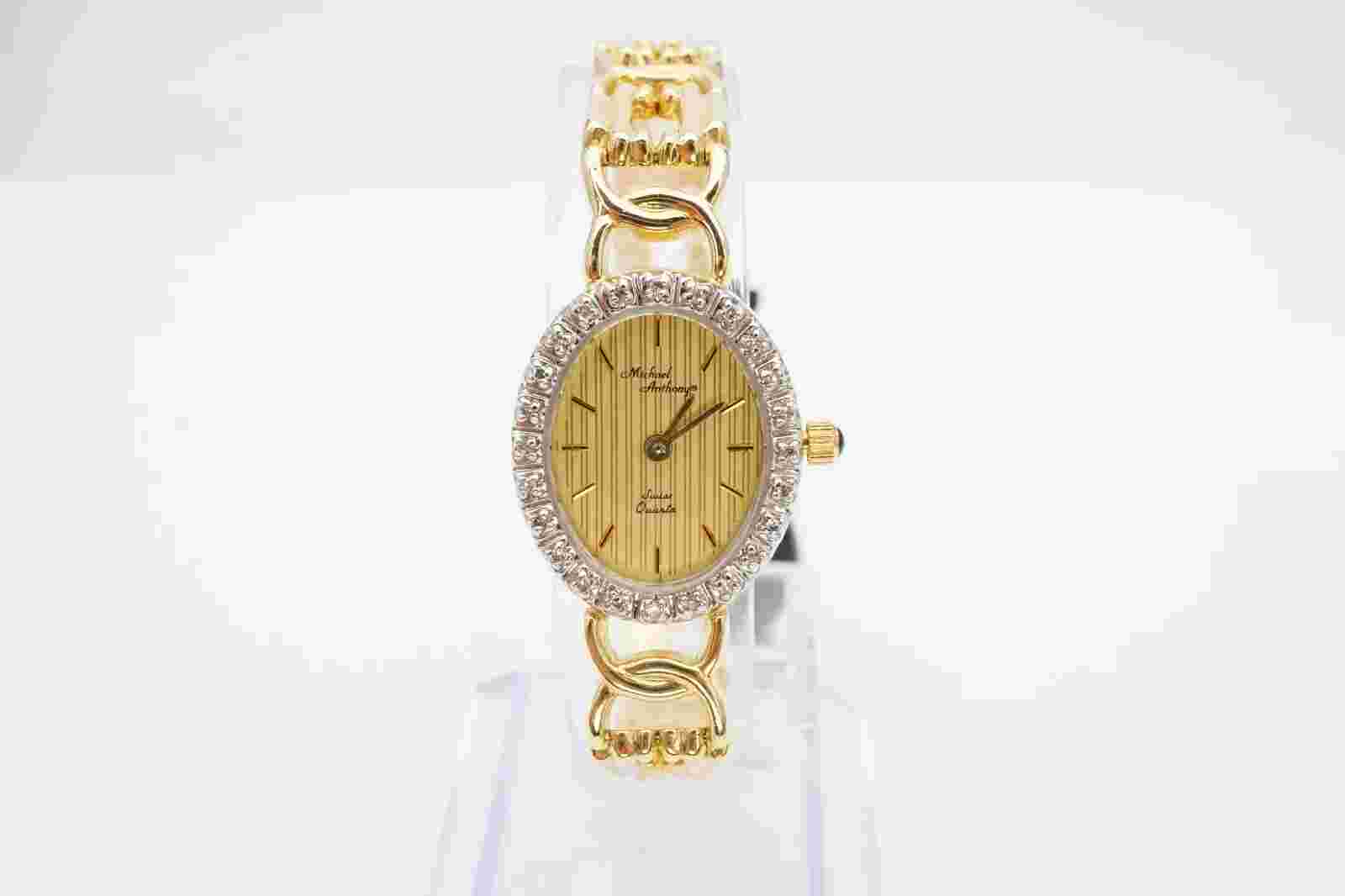 Michael Anthony Watch Womens 14k Yellow Gold Diamond New Battery 6.75"