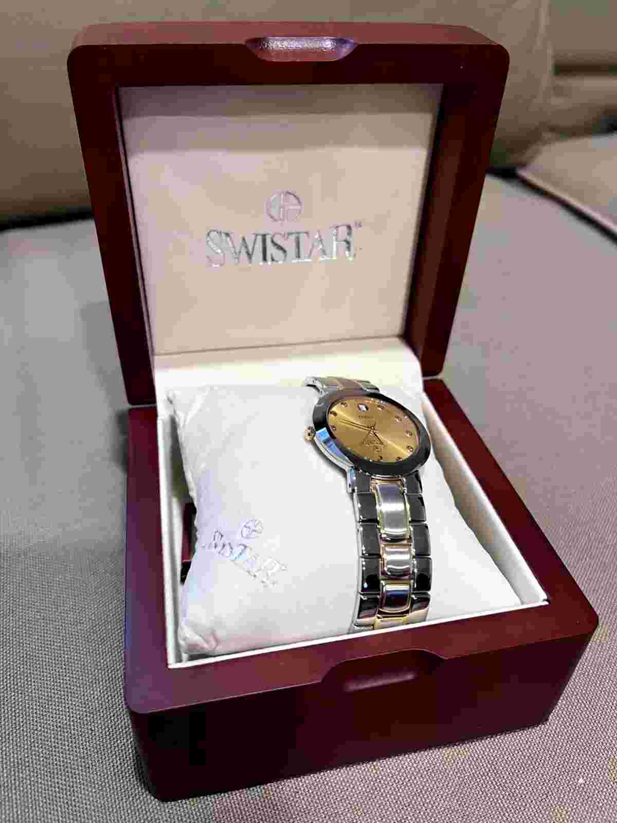 Swistar watch gold quartz 9449-2m brand new, still in box with tags