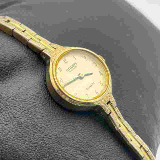Gruen Precision Gold Tone Women’s Quartz Watch Working New Battery