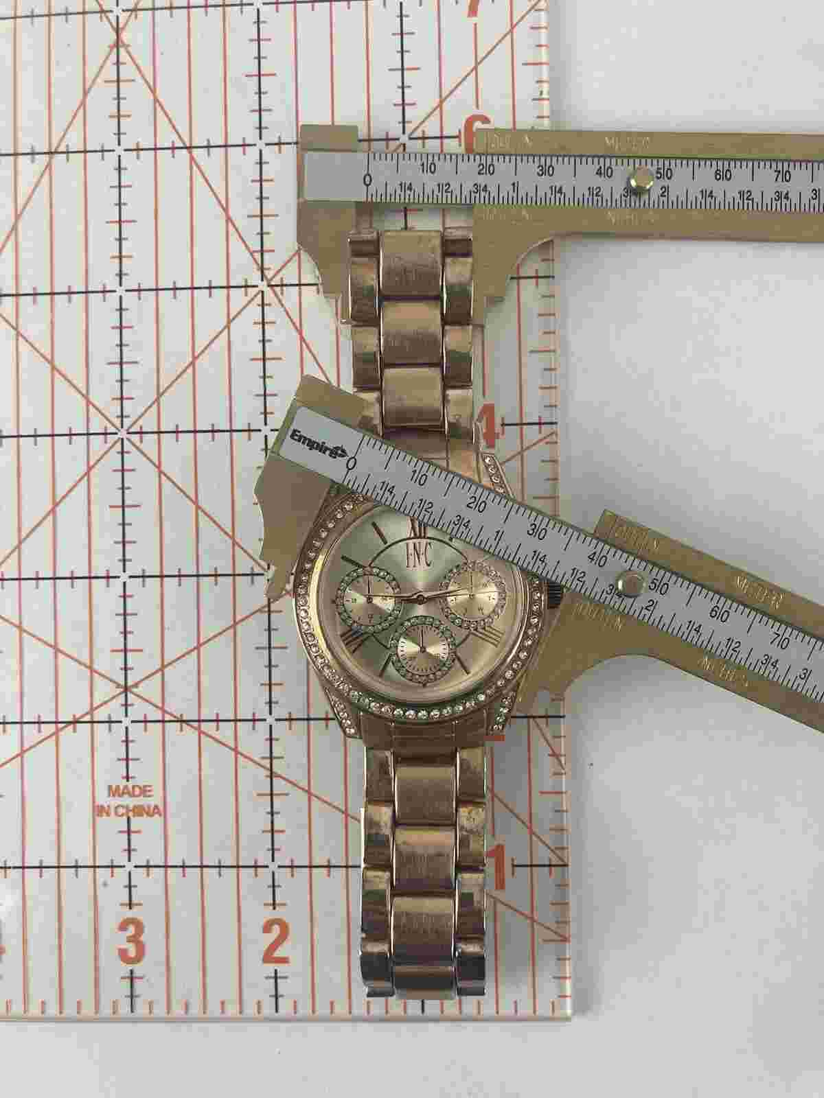 INC IN001RG 40mm rose gold crystal bezel quartz watch w/ bracelet & battery