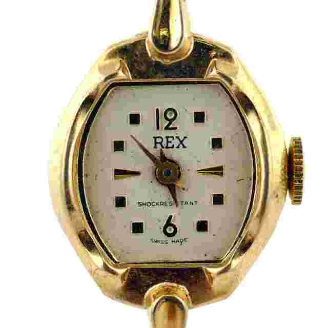 REX SHOCKRESISTANT WHITE DIAL GOLD PLATED LADIES WATCH FOR PARTS OR REPAIRS