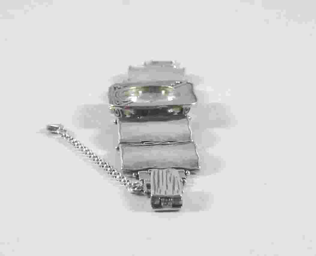 Silpada Designs Hand Wrought Sterling Silver Watch Arts&Crafts Hinged Panel Band
